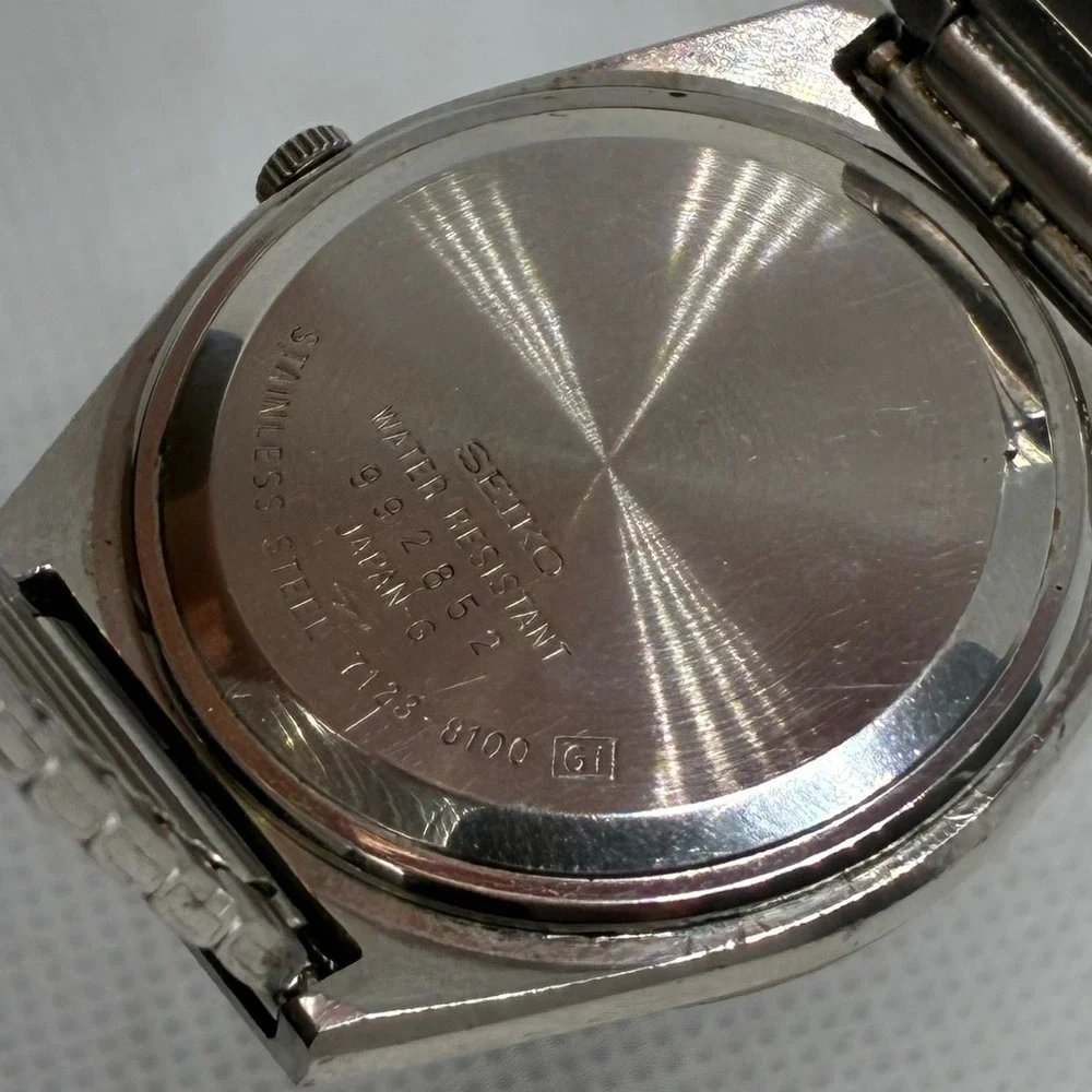 Vintage Seiko Type II Quartz 7123-8100 Roman Numeral White Dial Men's Watch